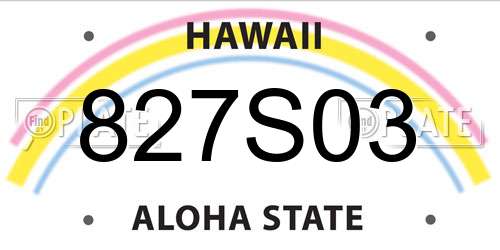 827S03 Hawaii License Plate