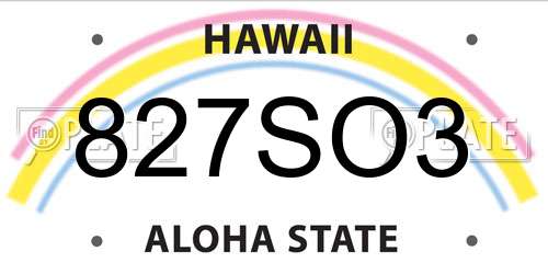 827SO3 Hawaii License Plate