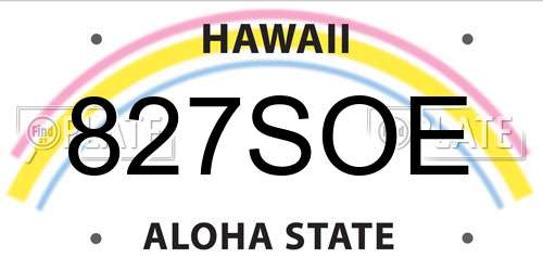 827SOE Hawaii License Plate