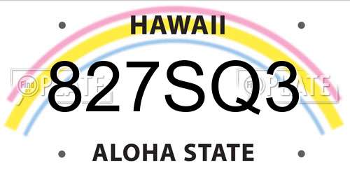 827SQ3 Hawaii License Plate