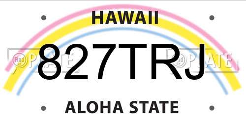 827TRJ Hawaii License Plate