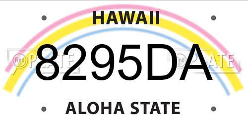 8295DA Hawaii License Plate