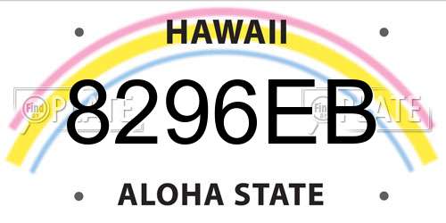 8296EB Hawaii License Plate