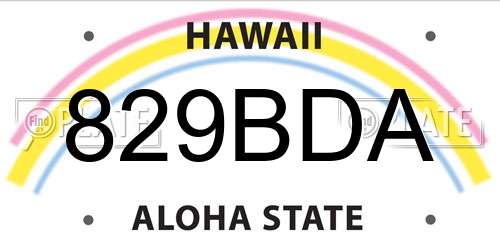 829BDA Hawaii License Plate