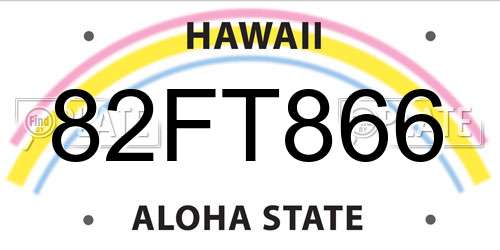 82FT866 Hawaii License Plate