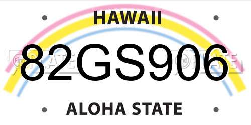 82GS906 Hawaii License Plate