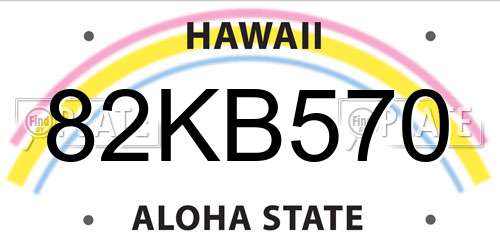82KB570 Hawaii License Plate