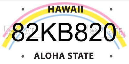 82KB820 Hawaii License Plate