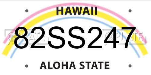 82SS247 Hawaii License Plate