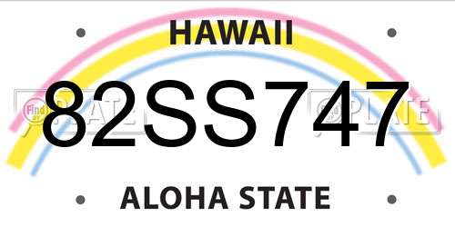 82SS747 Hawaii License Plate