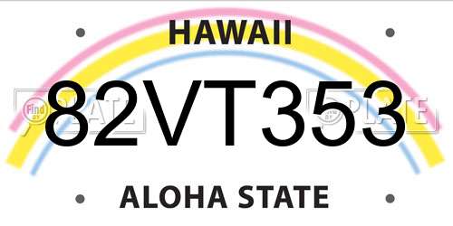 82VT353 Hawaii License Plate