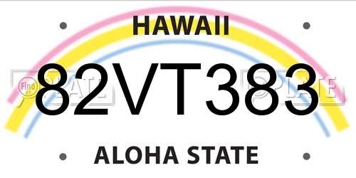 82VT383 Hawaii License Plate