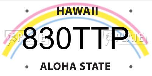 830TTP Hawaii License Plate