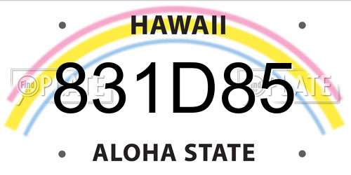 831D85 Hawaii License Plate