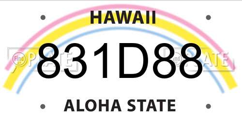 831D88 Hawaii License Plate