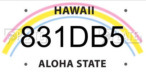 831DB5 Hawaii License Plate