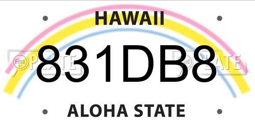 831DB8 Hawaii License Plate