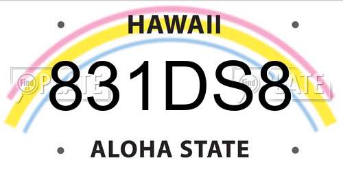 831DS8 Hawaii License Plate