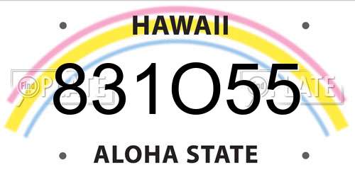 831O55 Hawaii License Plate