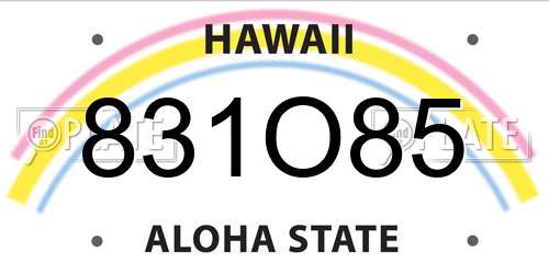 831O85 Hawaii License Plate