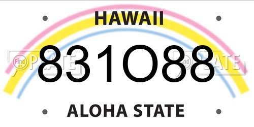 831O88 Hawaii License Plate