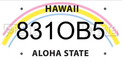 831OB5 Hawaii License Plate