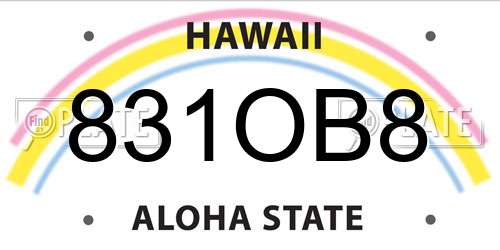 831OB8 Hawaii License Plate