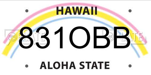 831OBB Hawaii License Plate