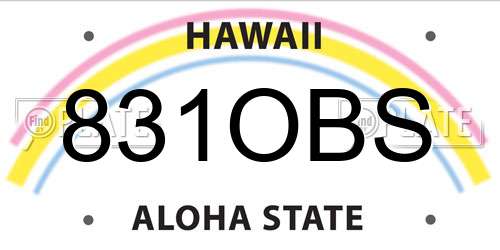 831OBS Hawaii License Plate