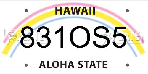 831OS5 Hawaii License Plate