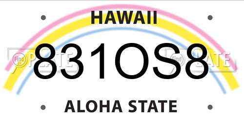 831OS8 Hawaii License Plate