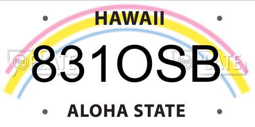 831OSB Hawaii License Plate