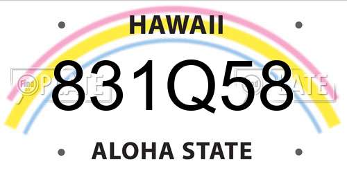 831Q58 Hawaii License Plate