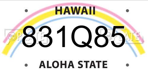 831Q85 Hawaii License Plate