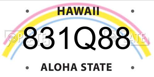 831Q88 Hawaii License Plate