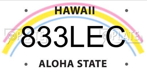 833LEC Hawaii License Plate
