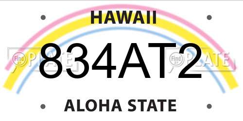 834AT2 Hawaii License Plate