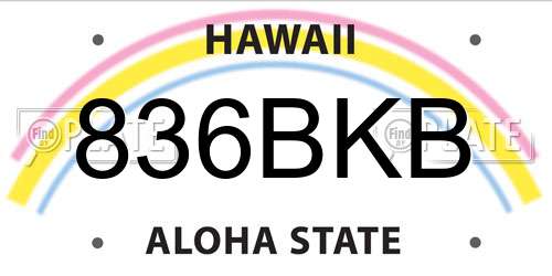 836BKB Hawaii License Plate