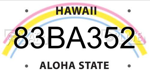 83BA352 Hawaii License Plate