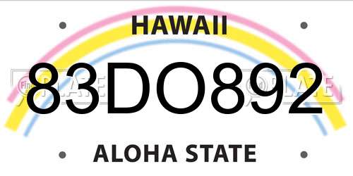 83DO892 Hawaii License Plate