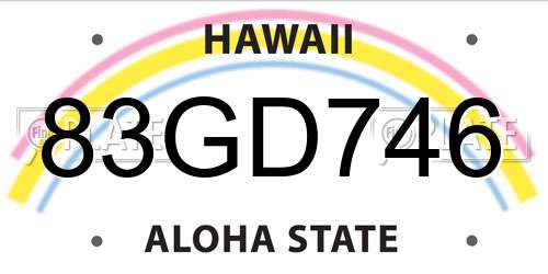 83GD746 Hawaii License Plate