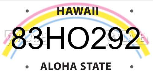 83HO292 Hawaii License Plate