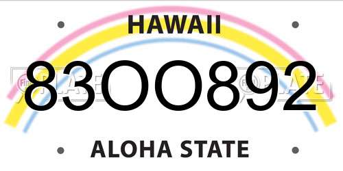 83OO892 Hawaii License Plate