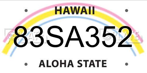 83SA352 Hawaii License Plate