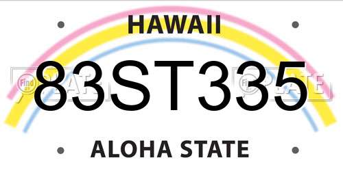 83ST335 Hawaii License Plate