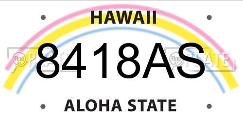 8418AS Hawaii License Plate