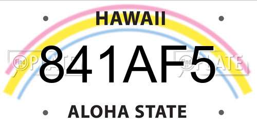 841AF5 Hawaii License Plate
