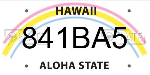 841BA5 Hawaii License Plate