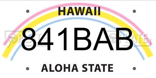 841BAB Hawaii License Plate