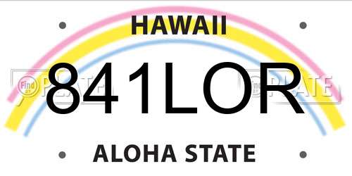 841LOR Hawaii License Plate